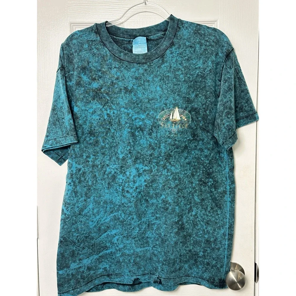 Vintage 90s Emerald Marble San Diego Graphic Short Sleeve T-Shirt Adult Sz Large